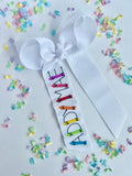 Monogrammed Crayon Name theme hair bow for back to school