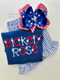 Navy Seersucker Ruffle Shorties
