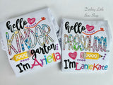 Girls School Shirt - hello Kindergarten shirt