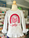 Valentine Rainbow shirt or bodysuit for girls