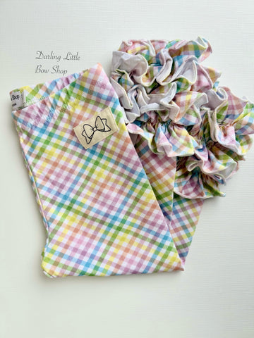 Spring Gingham Ruffle Leggings - Darling Little Bow Shop