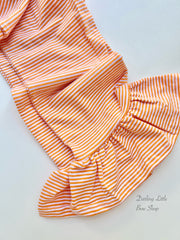 Orange Stripe Knit Ruffle Pants