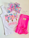 Neon Pink Ruffle Shorties, Neon Pink Ruffle Shorts