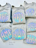 Pastel Rainbow monogram sweatshirt for toddler to adult