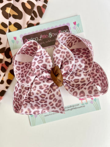 Autumn Ombre Cheetah print hairbow -- 6” or 4-5" Bow