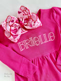 Bright Pink Monogrammed Valentine Dress for girls - Darling Little Bow Shop