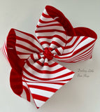 Candy Cane Striped large hairbow - Darling Little Bow Shop