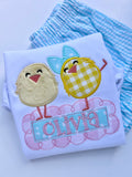 Easter Shirt for girls - two chicks in pink and aqua
