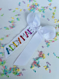 Monogrammed Crayon Name theme hair bow for back to school