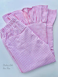 Pink and White Check Ruffle Pants