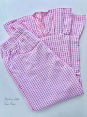 Pink and White Check Ruffle Pants