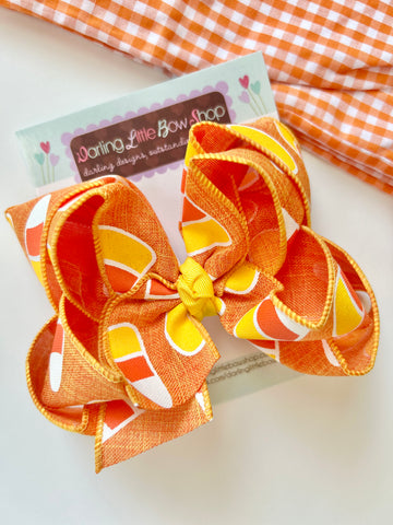 Candy Corn Bow -- boutique bow -- perfect for Halloween and Fall