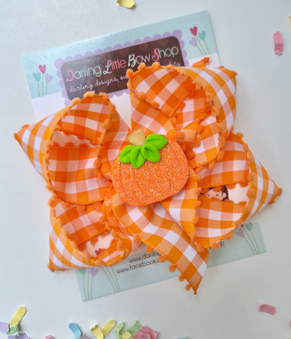 Orange Gingham Pumpkin Hairbow