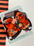 Purr-fect Pumpkin Black Cat Halloween Hairbow