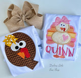Thanksgiving bodysuit or shirt for girls -- Turkey Face Alphabet