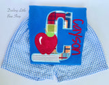 First Day of School Shirt for boys, boutique appliqué shirt with name and initial