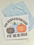 Give thanks to the Lord pumpkin shirt for boys