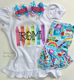 Bright Beginnings Crayon Pigtails bows