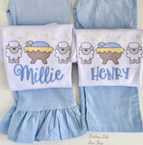 Light Blue Corduroy Ruffle Pants