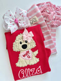 Wuff You Puppy Valentine ruffle shirt