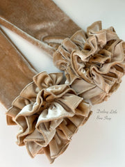 Brown Sugar Velvet Ruffle Leggings