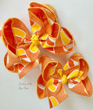 Candy Corn Bow -- boutique bow -- perfect for Halloween and Fall