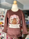 Brown Turkey ruffle shirt for girls - Grateful