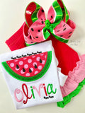 Watermelon hairbow in red and green