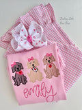 Pink and White Check Ruffle Pants
