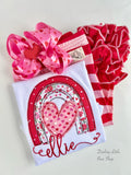 Valentine Rainbow shirt or bodysuit for girls