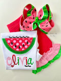 Watermelon hairbow in red and green