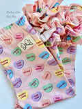 Sweet Talk Ruffle Leggings, Conversation Hearts leggings