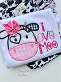 I love Moo shirt for girls - Miss Moo valentine top