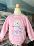Pink Snowman Initial Sweatshirt