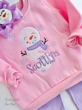 Pink Snowman Initial Sweatshirt