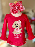 Wuff You Puppy Valentine ruffle shirt - Darling Little Bow Shop