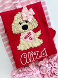 Wuff You Puppy Valentine ruffle shirt