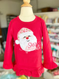 Santa’s Favorite red ruffle shirt for girls - Darling Little Bow Shop