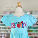 School Days Aqua Dress with name