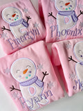 Pink Snowman Initial Sweatshirt
