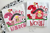 3IEIO Farm Birthday shirt for girls