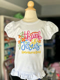 Thank Ya Jesus Shirt or Bodysuit for girls -- Easter cross bodysuit or shirt -- yellow, hot pink, blue, orange