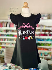 Flutter sleeve back to school dress, bright colors