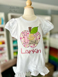 Adorable floral apple Back To School shirt, personalized with name and grade