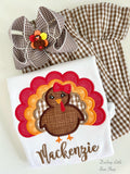 Brown Gingham Turkey hairbow