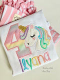 Pastel Rainbow Unicorn birthday shirt