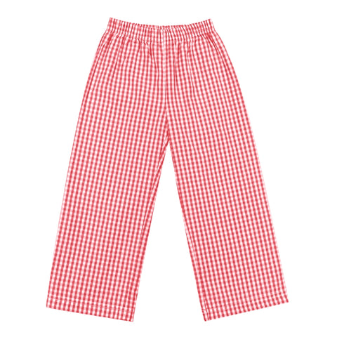 Boys Red and White Check Pants