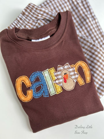 Brown Turkey Name Thanksgiving Shirt for Boys