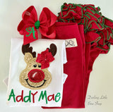 Christmas Monogrammed Bow with Cursive Initial - Darling Little Bow Shop