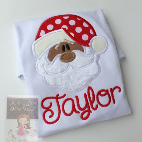 Sweet Santa Claus Bodysuit OR Shirt for Girls -- choose peach or mocha skin tone